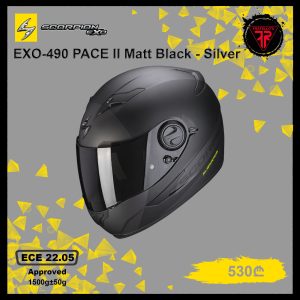 Scorpion EXO-490 PACE II Matt Black-Silver