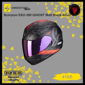 Scorpion EXO-390 iGHOST Matt Black-Silver